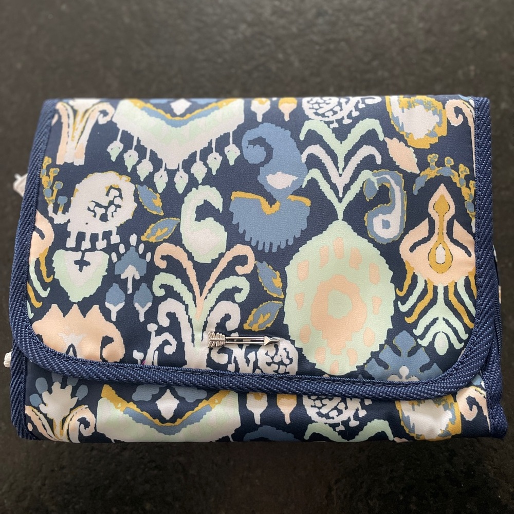 Stella & Dot Hang On Bag. Navy Multi Ikat Travel Cosmetic Bag